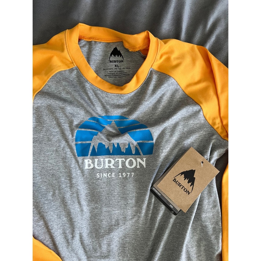 Burton Kids Dryride Ultrawick Midweight 200 Base Layer Shirt greyYellow XL 14/16 - Picture 2 of 9